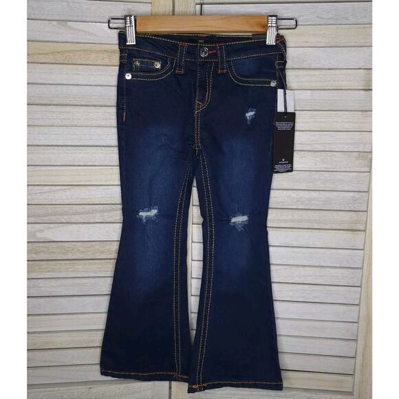 NWT Girls True Religion Hi Rise Flare Jeans Youth Kids Adjustable Waist 6 Auth - Picture 1 of 6